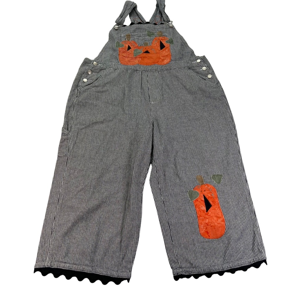 Handmade Rework Upcycled Overalls XL Houndstooth VTG Fall Pumpkin Halloween Fun